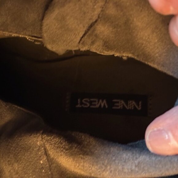 Nine West Women's Gray Faux Suede Side Zip Ankle Boots Booties Heels w Bow Sz 11 - Picture 7 of 10